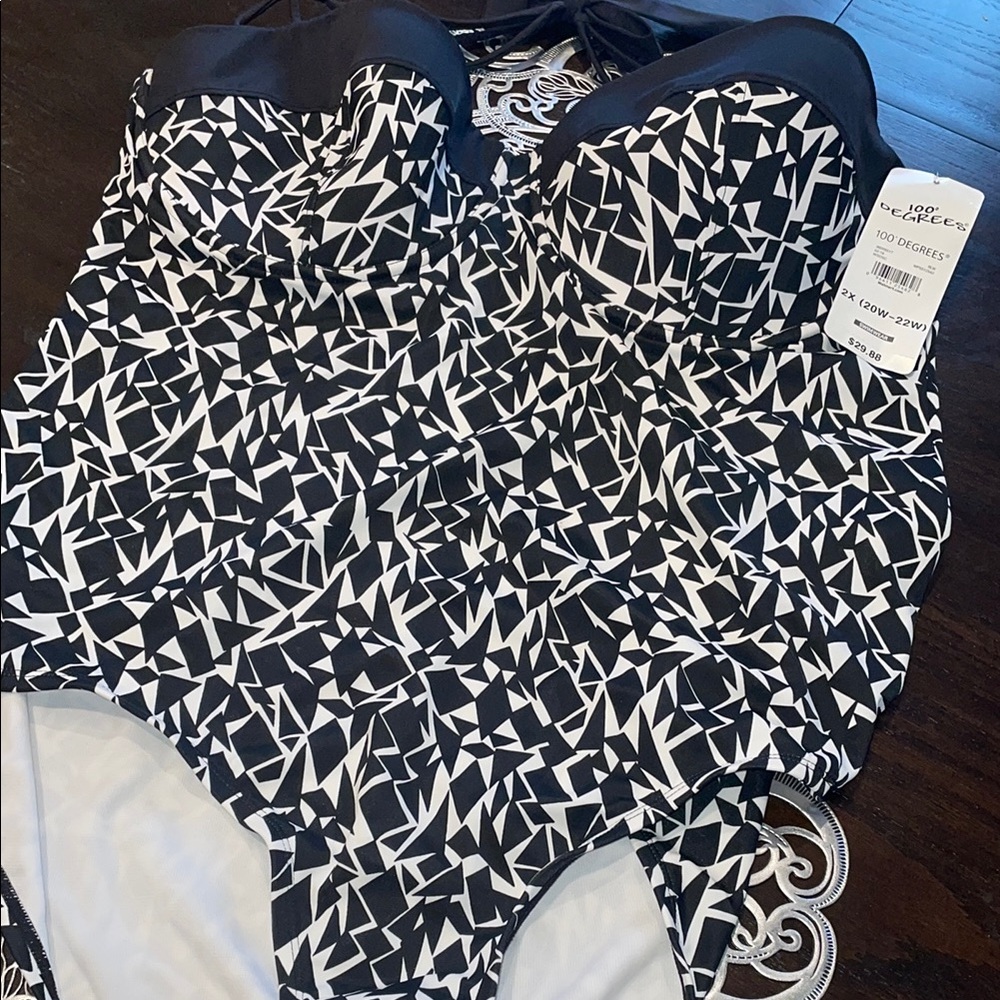 Black and White Geometric Swimsuit